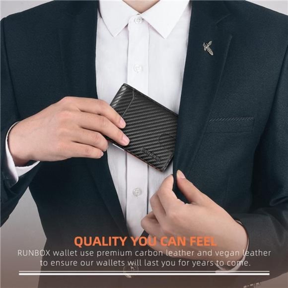 Slim Wallets for Men - Leather Money Clip Mens Wallet - RFID Blocking Pocket - Picture 3 of 6